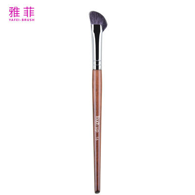 TOUCH UP 16  Half Fan-Shape Blush Angled Under Eye Nose Makeup Brush Wooden Handle Oblique Goat Hair